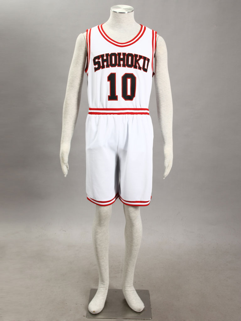 Slam Dunk Hanamichi Sakuragi The Shohoku High School basketball team Uniform White Number 10 Cosplay Costume